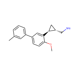 COc1ccc(-c2cccc(C)c2)cc1[C@H]1C[C@@H]1CN ZINC000084616525