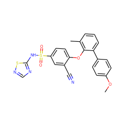 COc1ccc(-c2cccc(C)c2Oc2ccc(S(=O)(=O)Nc3ncns3)cc2C#N)cc1 ZINC000095584555