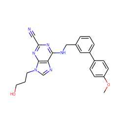 COc1ccc(-c2cccc(CNc3nc(C#N)nc4c3ncn4CCCO)c2)cc1 ZINC000040974075