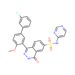 COc1ccc(-c2cccc(F)c2)cc1-c1n[nH]c(=O)c2cc(S(=O)(=O)Nc3ccncn3)ccc12 ZINC000225108646