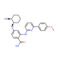 COc1ccc(-c2cccc(Nc3cc(N[C@@H]4CCCC[C@@H]4N)ccc3C(N)=O)n2)cc1 ZINC000169341674