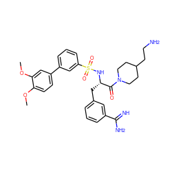 COc1ccc(-c2cccc(S(=O)(=O)N[C@@H](Cc3cccc(C(=N)N)c3)C(=O)N3CCC(CCN)CC3)c2)cc1OC ZINC000044359420