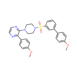 COc1ccc(-c2cccc(S(=O)(=O)N3CCN(c4nccnc4-c4ccc(OC)cc4)CC3)c2)cc1 ZINC000095574691