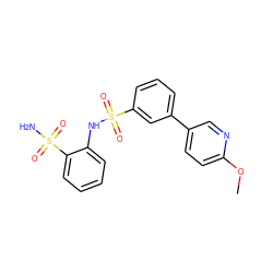 COc1ccc(-c2cccc(S(=O)(=O)Nc3ccccc3S(N)(=O)=O)c2)cn1 ZINC000148150938