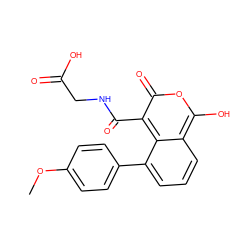 COc1ccc(-c2cccc3c(O)oc(=O)c(C(=O)NCC(=O)O)c23)cc1 ZINC000114875013