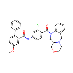 COc1ccc(-c2ccccc2)c(C(=O)Nc2ccc(C(=O)N3C[C@H]4COCCN4Cc4ccccc43)c(Cl)c2)c1 ZINC000026654672