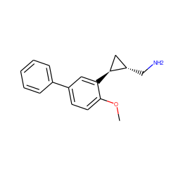 COc1ccc(-c2ccccc2)cc1[C@H]1C[C@@H]1CN ZINC000084632502
