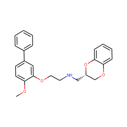 COc1ccc(-c2ccccc2)cc1OCCNC[C@H]1COc2ccccc2O1 ZINC000040568354