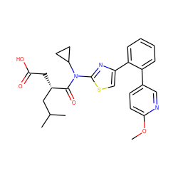 COc1ccc(-c2ccccc2-c2csc(N(C(=O)[C@@H](CC(=O)O)CC(C)C)C3CC3)n2)cn1 ZINC000072318800