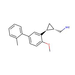 COc1ccc(-c2ccccc2C)cc1[C@H]1C[C@@H]1CN ZINC000084618376