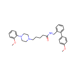 COc1ccc(-c2ccccc2CNC(=O)CCCCN2CCN(c3ccccc3OC)CC2)cc1 ZINC000207095273