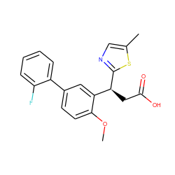 COc1ccc(-c2ccccc2F)cc1[C@H](CC(=O)O)c1ncc(C)s1 ZINC001772624472