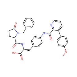COc1ccc(-c2cccnc2C(=O)Nc2ccc(C[C@H](NC(=O)[C@@H]3CCC(=O)N3Cc3ccccc3)C(=O)O)cc2)cc1 ZINC000027847815