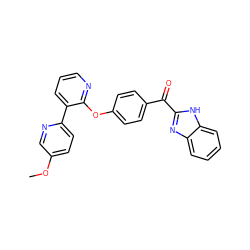COc1ccc(-c2cccnc2Oc2ccc(C(=O)c3nc4ccccc4[nH]3)cc2)nc1 ZINC000139665558