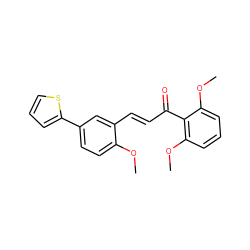 COc1ccc(-c2cccs2)cc1/C=C/C(=O)c1c(OC)cccc1OC ZINC000029250992