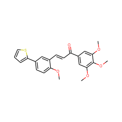 COc1ccc(-c2cccs2)cc1/C=C/C(=O)c1cc(OC)c(OC)c(OC)c1 ZINC000029322916