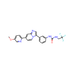 COc1ccc(-c2ccn3c(-c4cccc(NC(=O)NCC(F)(F)F)c4)cnc3c2)nc1 ZINC000169704670