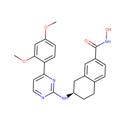 COc1ccc(-c2ccnc(N[C@@H]3CCc4ccc(C(=O)NO)cc4C3)n2)c(OC)c1 ZINC000113848607