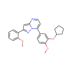 COc1ccc(-c2ccnc3cc(-c4ccccc4OC)nn23)cc1OC1CCCC1 ZINC000045384339