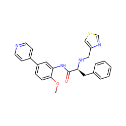COc1ccc(-c2ccncc2)cc1NC(=O)[C@H](Cc1ccccc1)NCc1cscn1 ZINC000084672086