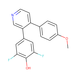COc1ccc(-c2ccncc2-c2cc(F)c(O)c(F)c2)cc1 ZINC000473089724