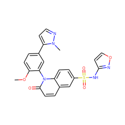 COc1ccc(-c2ccnn2C)cc1-n1c(=O)ccc2cc(S(=O)(=O)Nc3ccon3)ccc21 ZINC001772638783