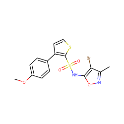 COc1ccc(-c2ccsc2S(=O)(=O)Nc2onc(C)c2Br)cc1 ZINC000026578579