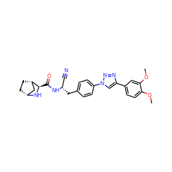 COc1ccc(-c2cn(-c3ccc(C[C@@H](C#N)NC(=O)[C@H]4N[C@@H]5CC[C@H]4C5)cc3)nn2)cc1OC ZINC000221915022