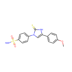 COc1ccc(-c2cn(-c3ccc(S(N)(=O)=O)cc3)c(=S)[nH]2)cc1 ZINC000169306772