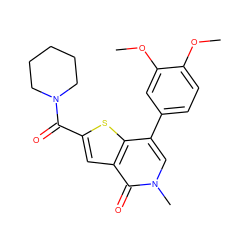 COc1ccc(-c2cn(C)c(=O)c3cc(C(=O)N4CCCCC4)sc23)cc1OC ZINC000653693934