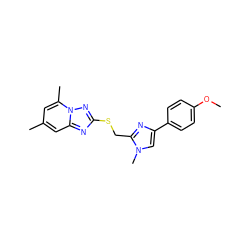 COc1ccc(-c2cn(C)c(CSc3nc4cc(C)cc(C)n4n3)n2)cc1 ZINC000113421420