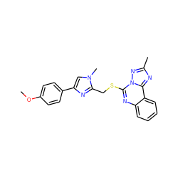 COc1ccc(-c2cn(C)c(CSc3nc4ccccc4c4nc(C)nn34)n2)cc1 ZINC000071340290