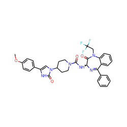 COc1ccc(-c2cn(C3CCN(C(=O)N[C@@H]4N=C(c5ccccc5)c5ccccc5N(CC(F)(F)F)C4=O)CC3)c(=O)[nH]2)cc1 ZINC000049942252