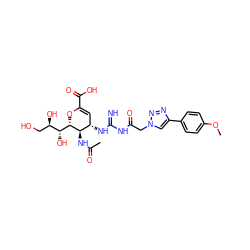 COc1ccc(-c2cn(CC(=O)NC(=N)N[C@H]3C=C(C(=O)O)O[C@@H]([C@H](O)[C@H](O)CO)[C@@H]3NC(C)=O)nn2)cc1 ZINC001772587550