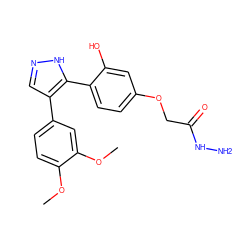 COc1ccc(-c2cn[nH]c2-c2ccc(OCC(=O)NN)cc2O)cc1OC ZINC000018056506