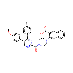 COc1ccc(-c2cnc(C(=O)N3CCN(c4cc5ccccc5cc4C(=O)O)CC3)nc2-c2ccc(C)cc2)cc1 ZINC000071317981