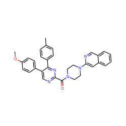 COc1ccc(-c2cnc(C(=O)N3CCN(c4cc5ccccc5cn4)CC3)nc2-c2ccc(C)cc2)cc1 ZINC000071319435