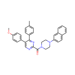 COc1ccc(-c2cnc(C(=O)N3CCN(c4ccc5ccccc5c4)CC3)nc2-c2ccc(C)cc2)cc1 ZINC000071318730