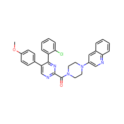 COc1ccc(-c2cnc(C(=O)N3CCN(c4cnc5ccccc5c4)CC3)nc2-c2ccccc2Cl)cc1 ZINC000071319416