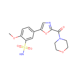 COc1ccc(-c2cnc(C(=O)N3CCOCC3)o2)cc1S(N)(=O)=O ZINC000473127356