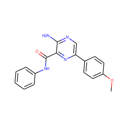 COc1ccc(-c2cnc(N)c(C(=O)Nc3ccccc3)n2)cc1 ZINC000071317674