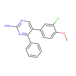 COc1ccc(-c2cnc(N)nc2-c2ccccc2)cc1Cl ZINC001772598012