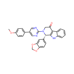 COc1ccc(-c2cnc(N3CC(=O)c4c([nH]c5ccccc45)[C@@H]3c3ccc4c(c3)OCO4)nc2)cc1 ZINC000027877456