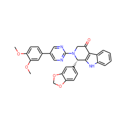 COc1ccc(-c2cnc(N3CC(=O)c4c([nH]c5ccccc45)[C@@H]3c3ccc4c(c3)OCO4)nc2)cc1OC ZINC000013487986