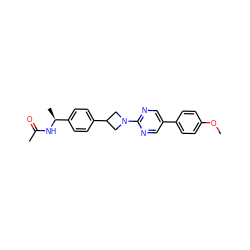 COc1ccc(-c2cnc(N3CC(c4ccc([C@H](C)NC(C)=O)cc4)C3)nc2)cc1 ZINC000149634025