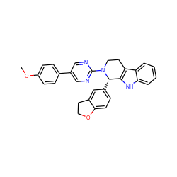 COc1ccc(-c2cnc(N3CCc4c([nH]c5ccccc45)[C@@H]3c3ccc4c(c3)CCO4)nc2)cc1 ZINC000013487978