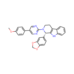 COc1ccc(-c2cnc(N3CCc4c([nH]c5ccccc45)[C@@H]3c3ccc4c(c3)OCO4)nc2)cc1 ZINC000013487970