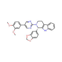 COc1ccc(-c2cnc(N3CCc4c([nH]c5ccccc45)[C@@H]3c3ccc4c(c3)OCO4)nc2)cc1OC ZINC000013487972