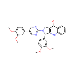 COc1ccc(-c2cnc(N3Cc4c([nH]c5ccccc5c4=O)[C@@H]3c3ccc(OC)c(OC)c3)nc2)cc1OC ZINC000027331502