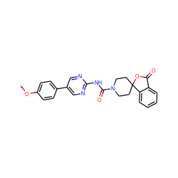 COc1ccc(-c2cnc(NC(=O)N3CCC4(CC3)OC(=O)c3ccccc34)nc2)cc1 ZINC000040954015